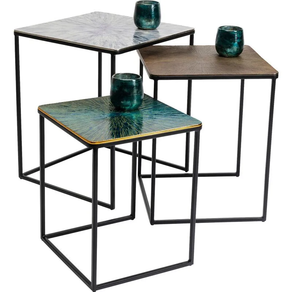 BOXED RAY SQUARE SET OF 3 SIDE TABLE