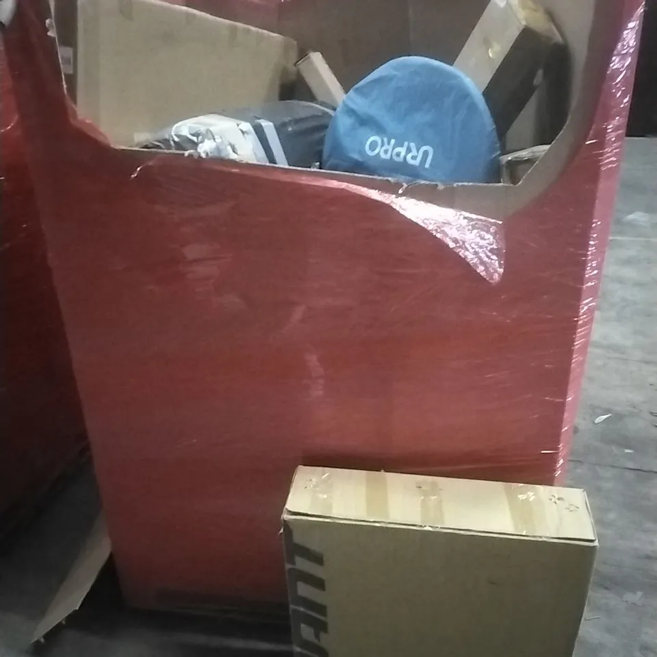 PALLET OF ASSORTED HOUSEHOLD GOODS AND PRODUCTS TO INCLUDE; POP UP TENT, BOXED FURNITURE ETC