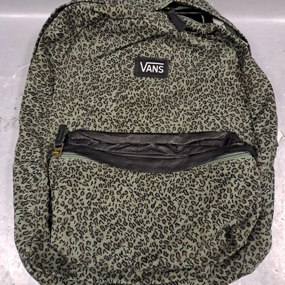 VANS LEOPARD PRINT RUCKSACK IN GREEN