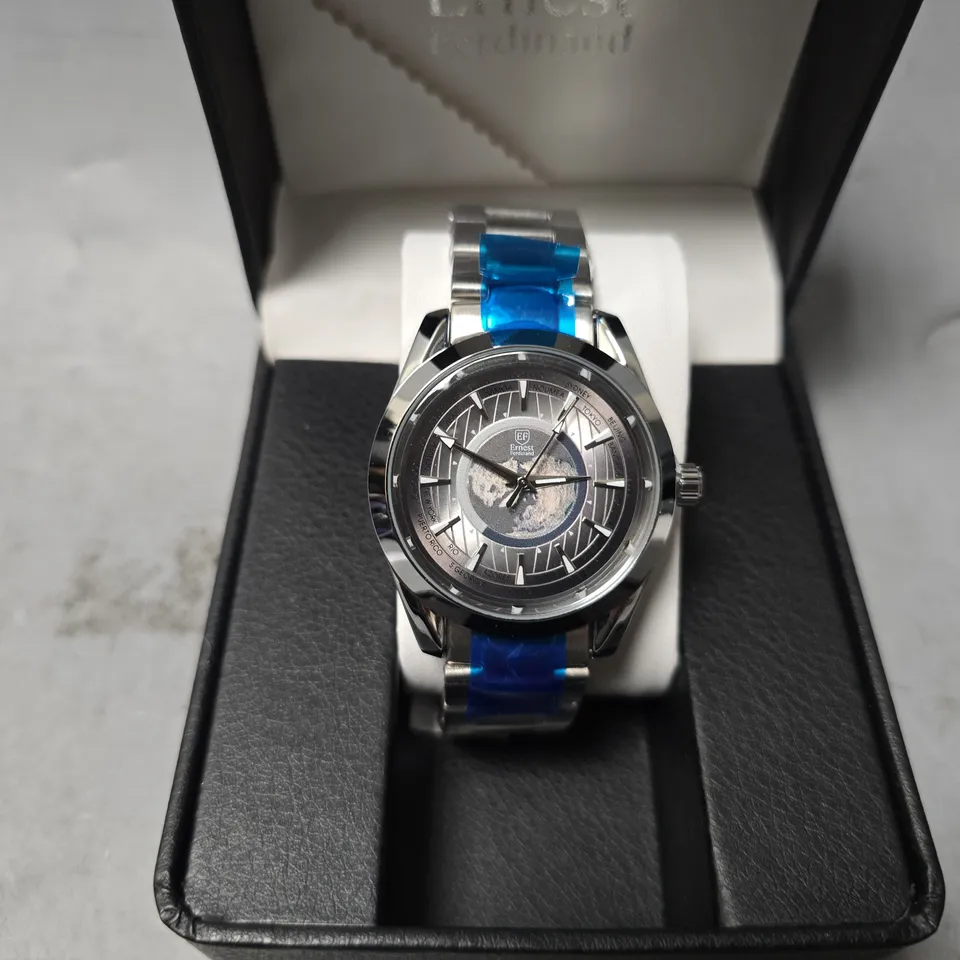 ERNEST FERDINAND WATCH – GLOBAL DIAL – STAINLESS STEEL STRAP – 3ATM WATER RESISTANT - GIFT BOX