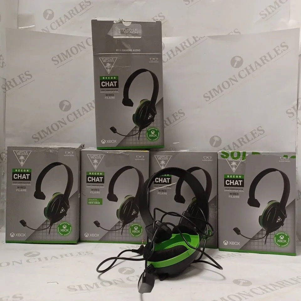 BOX OF 5 TURTLE BEACH RECON CHAT HEADSETS - XBOX