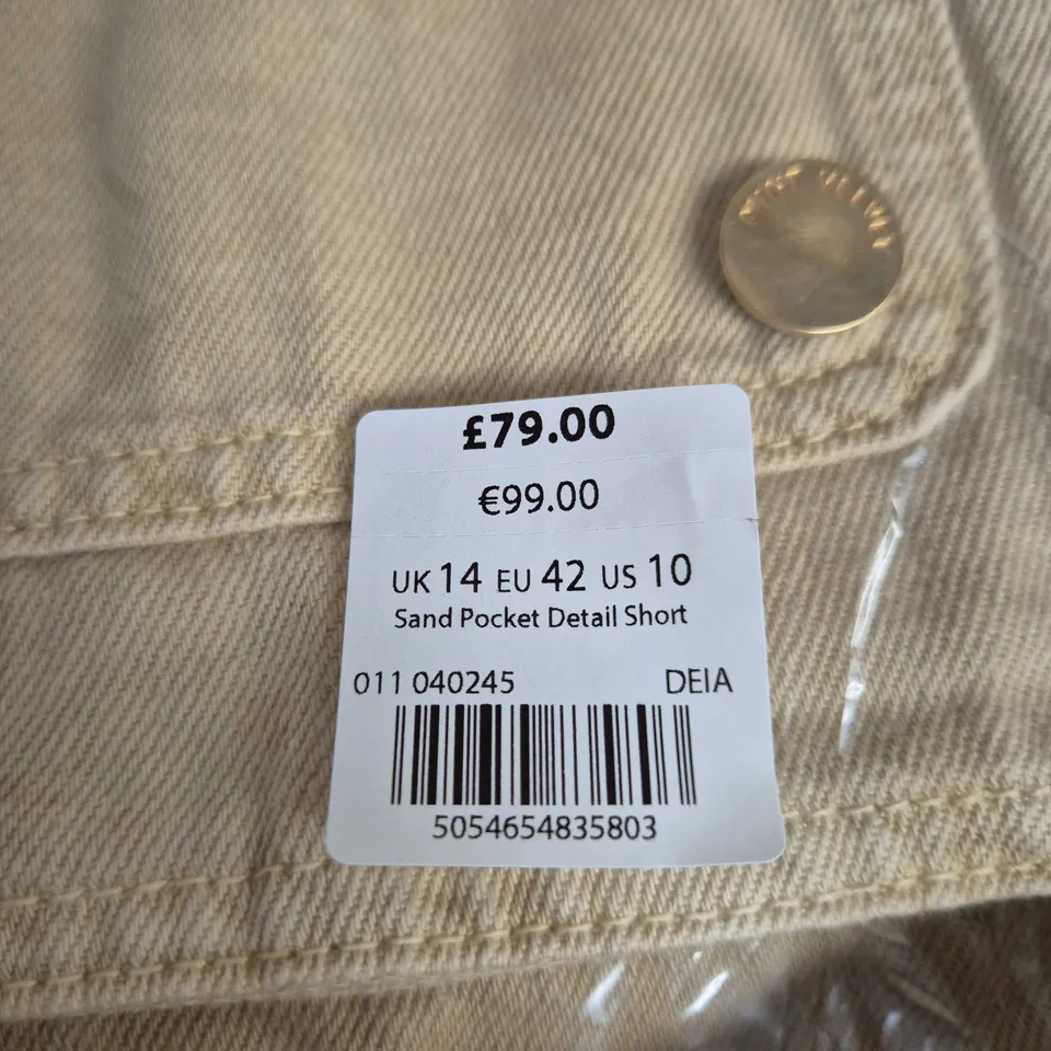 BAGGED MINT VELVET SAND POCKET DETAIL SHORT – UK 14
