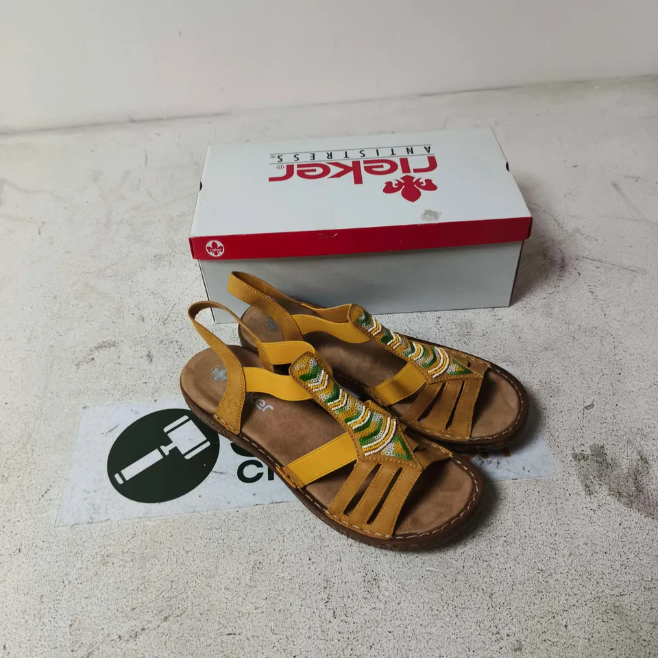 RIEKER ANTISTRESS WOMEN'S SANDALS – YELLOW BEADED STRAPS, UK 8 (EU 41)