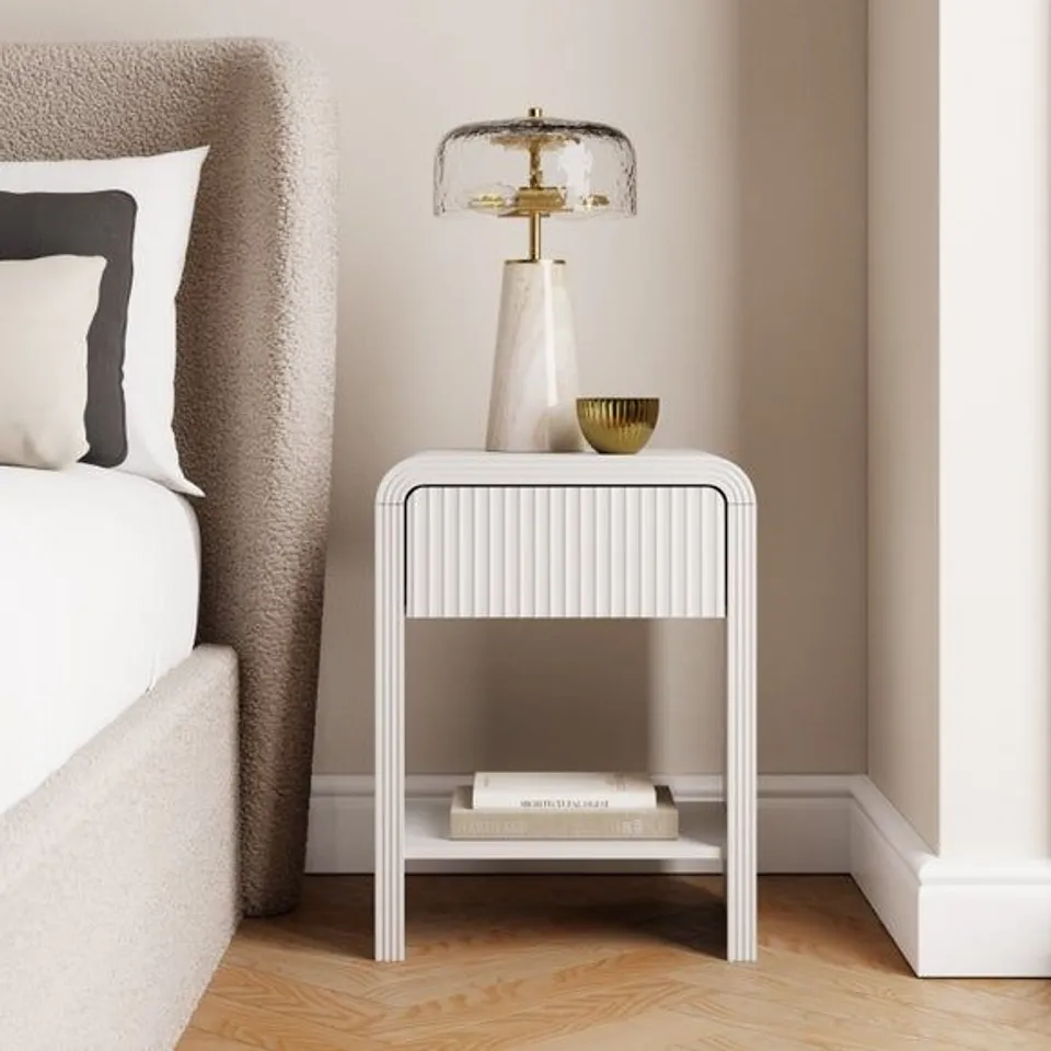 BOXED MARNY BEDSIDE TABLE - WHITE (1 BOX)