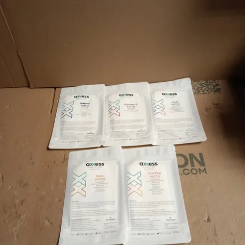 5 X AXXESS HEALTH CARE PATCHES TO INCLUDE HANGOVER, IMMUNE, CALM ETC