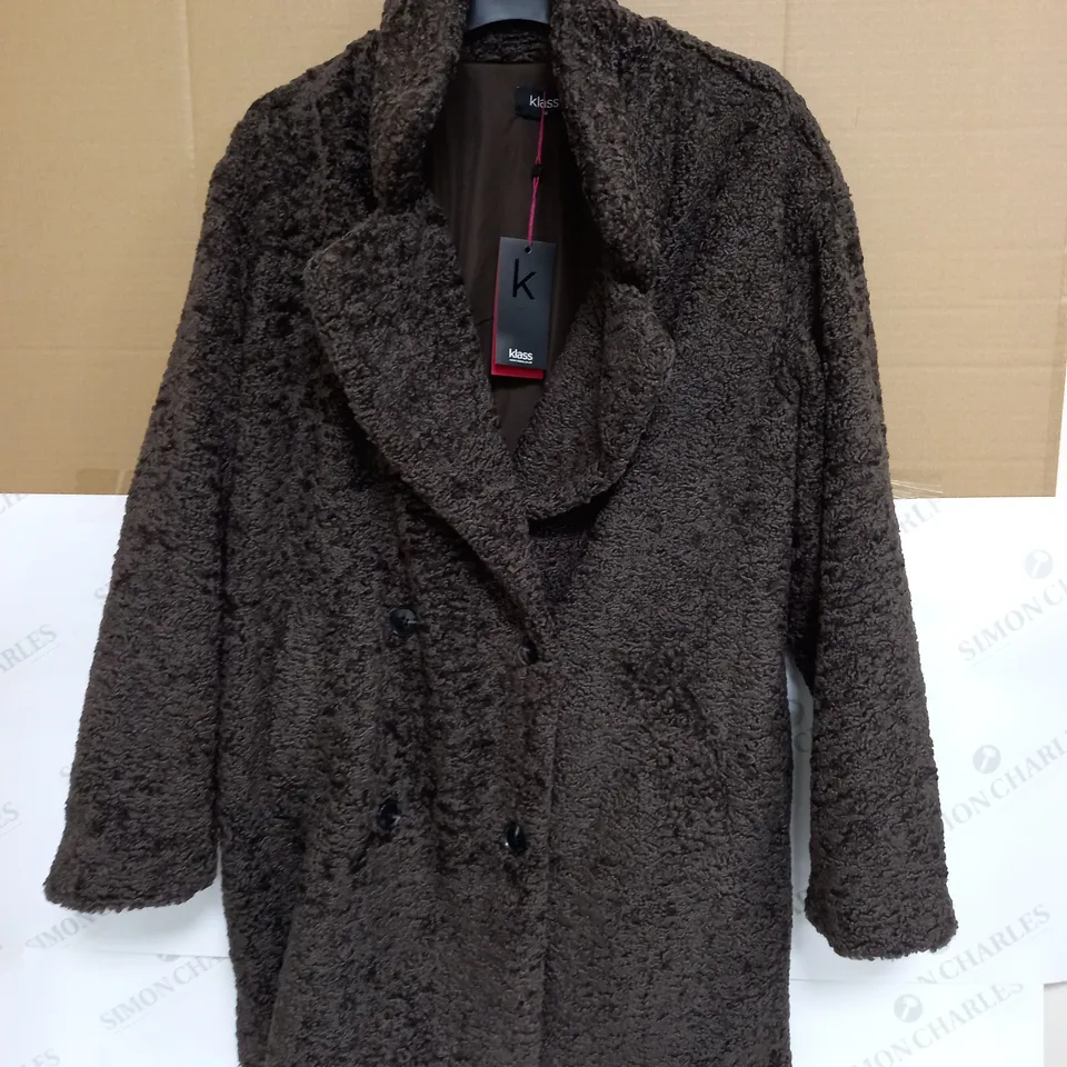 KLASS BUTTON UP CARDIGAN IN BROWN - SIZE 14