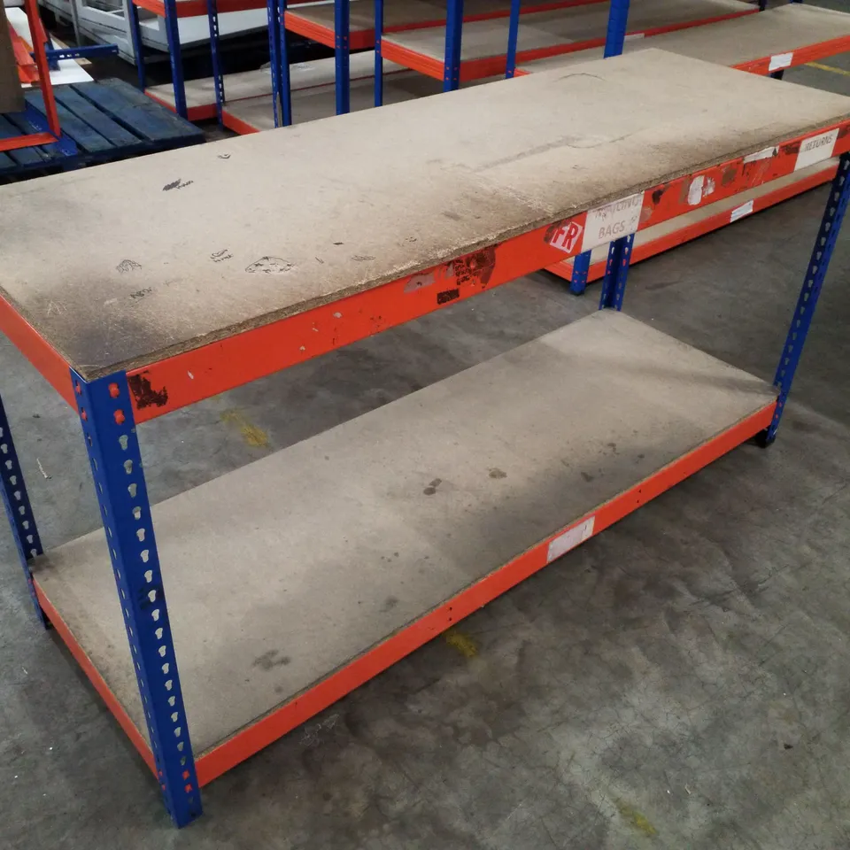 2-TIER SHELVING UNIT 183×61×93CM - BLUE & ORANGE