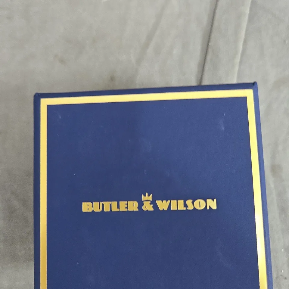 BUTLER & WILSON BLUE CRYSTAL OVAL DROP EARRINGS