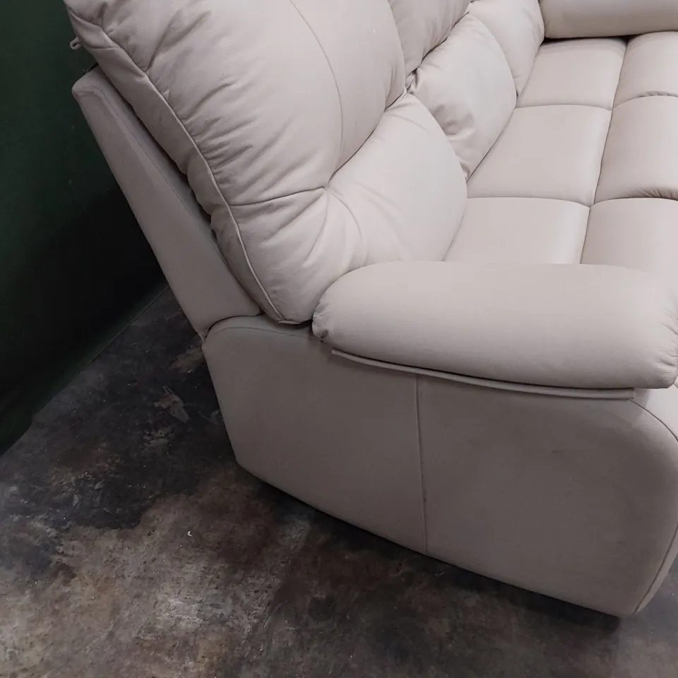 QUALITY BRITISH DESIGNER G PLAN MINSTRAL THREE SEATER SOFA CAMBRIDGE STONE LEATHER 