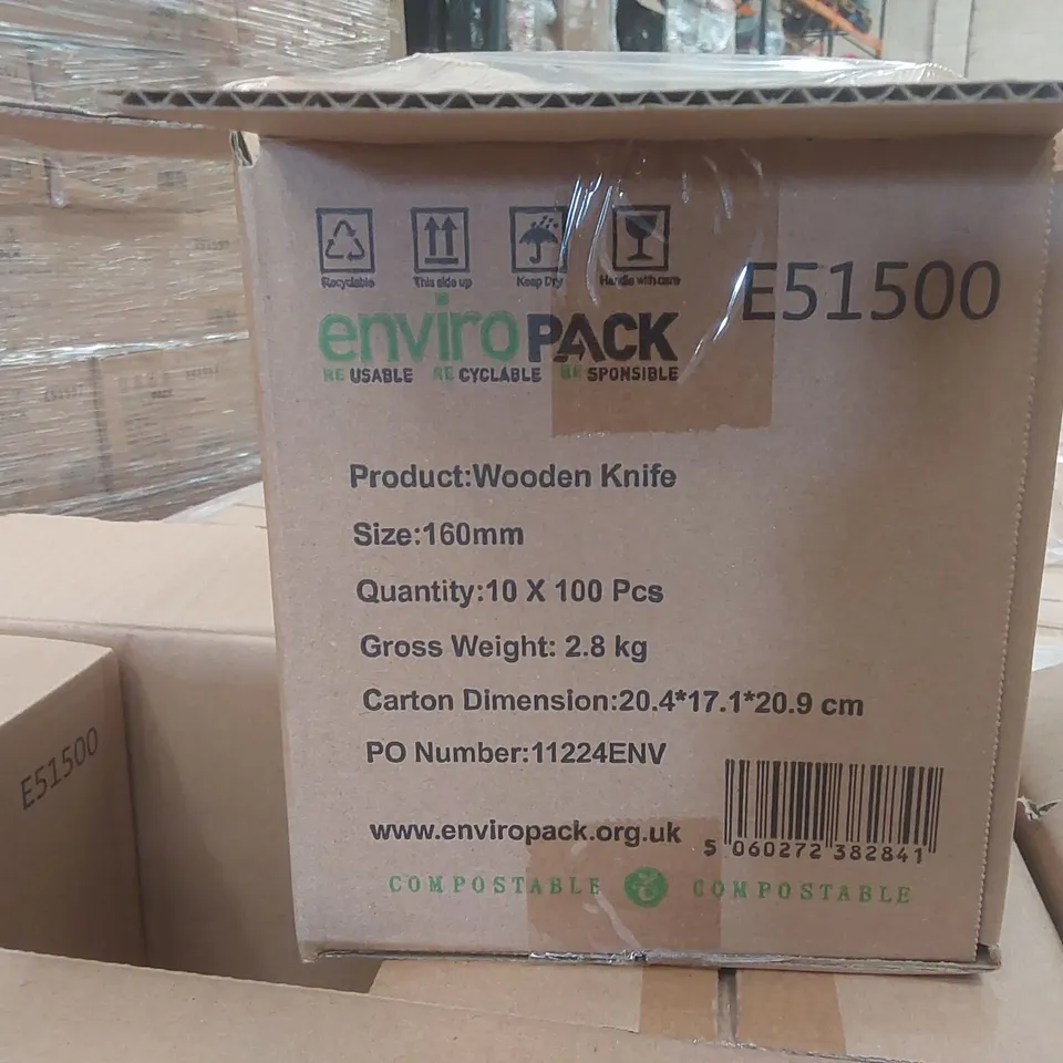 PALLET CONTAINING APPROXIMATELY 90,000 ENVIRONMENTALLY FRIENDLY DISPOSABLE WOODEN KNIVES