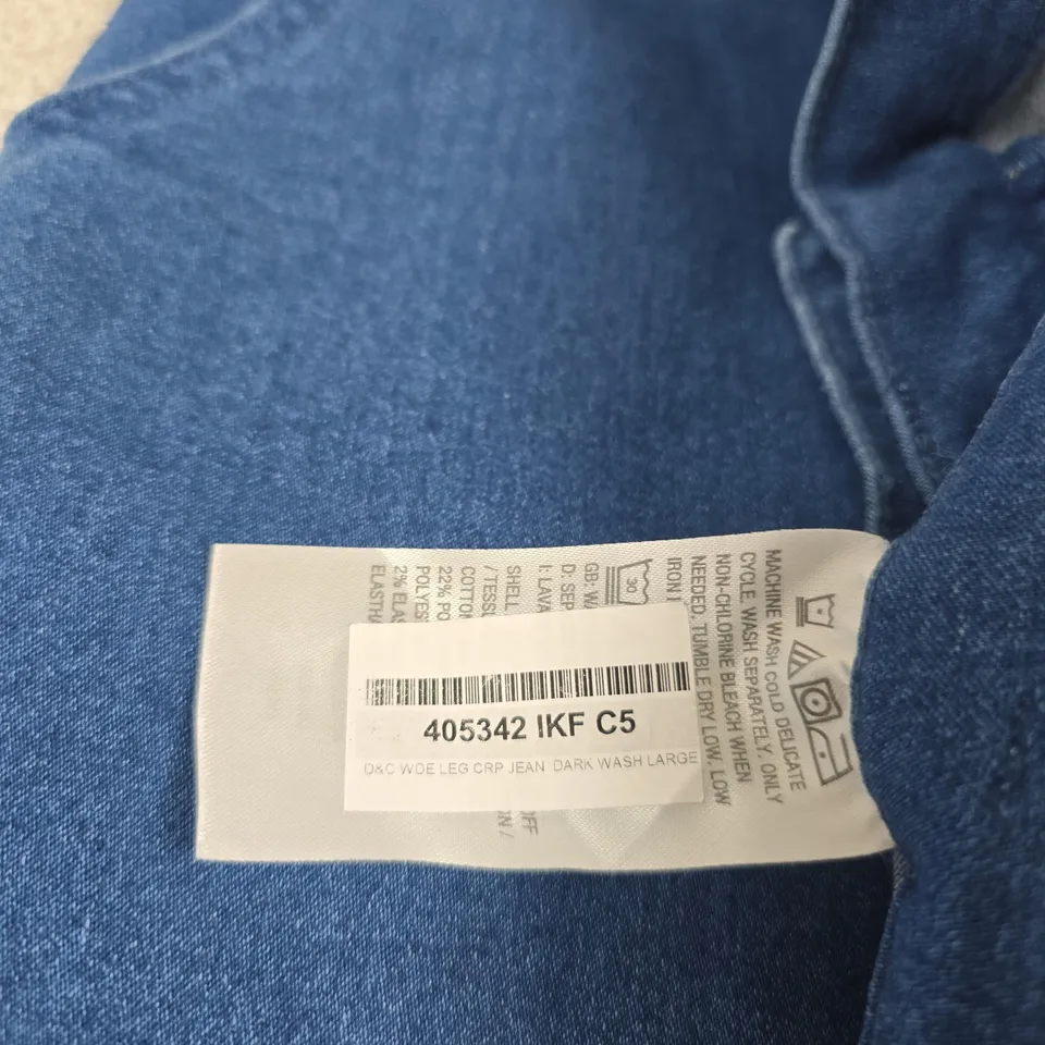D&CO. DENIM + COMPANY WIDE-LEG JEANS – DARK WASH – LARGE
