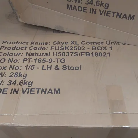 BOXED TRUGARDEN SKYE LEFT HAND GARDEN SOFA PART AND FOOTSTOOL - INCOMPLETE SET