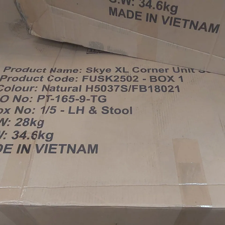 BOXED TRUGARDEN SKYE LEFT HAND GARDEN SOFA PART AND FOOTSTOOL - INCOMPLETE SET
