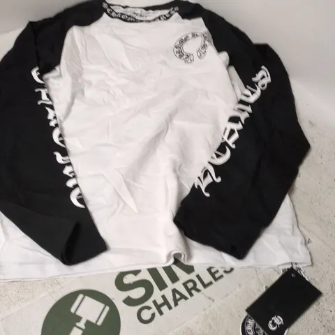 CHROME HEARTS WHITE & BLACK LONG-SLEEVE TOP – MEN'S, SIZE M