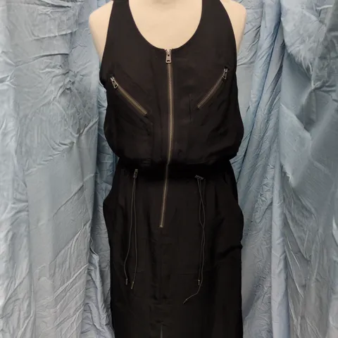 ALLSAINTS WOMEN'S BLACK SLEEVELESS ZIP-DETAIL JUMPSUIT UK8 (US4 EU36)