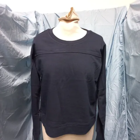 SWEATY BETTY AFTER CLASS YOKE CROP SWEATSHIRT – NAVY BLUE, UK XXS (MANUFACTURER TAG)