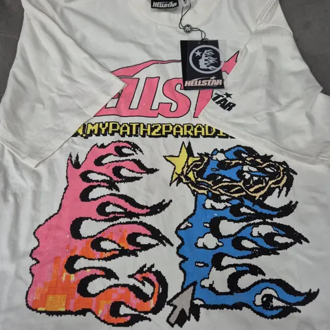 HEILSTAR WHITE GRAPHIC T-SHIRT – SIZE MEDIUM
