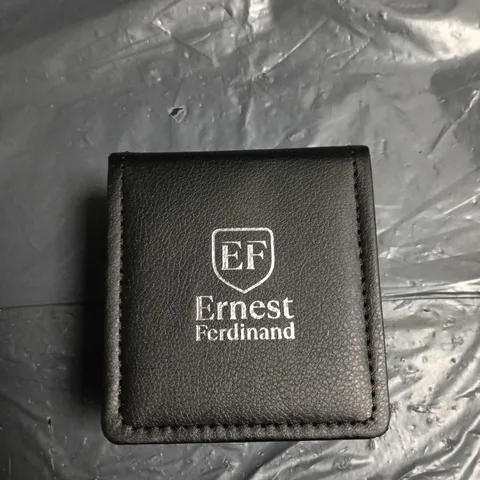 ERNEST FERDINAND WRISTWATCH โ SILVER CASE, WHITE DIAL WITH ROMAN NUMERALS, BROWN CROC-EMBOSSED LEATHER STRAP, IN PRESENTATION BOX