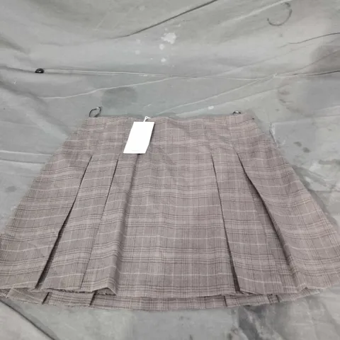 MANGO WOMEN'S PLAID PLEATED SKIRT – TAUPE, UK 8