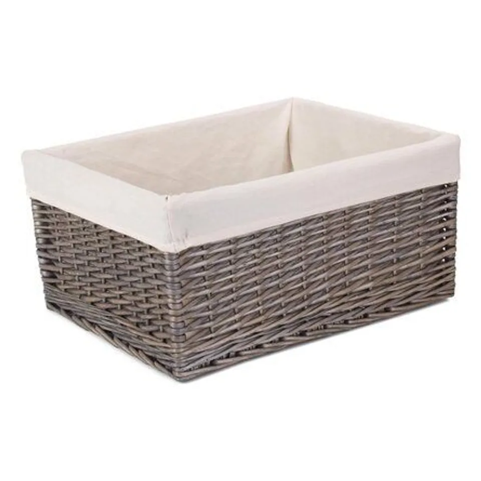 BOXED LOT OF 2 JUMBO WICKER BROWN BASKET 