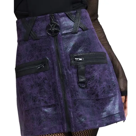  BRAND NEW KILLSTAR - NEPHRALIA - BLACK/PURPLE WOMEN'S SKIRT SIZE XS