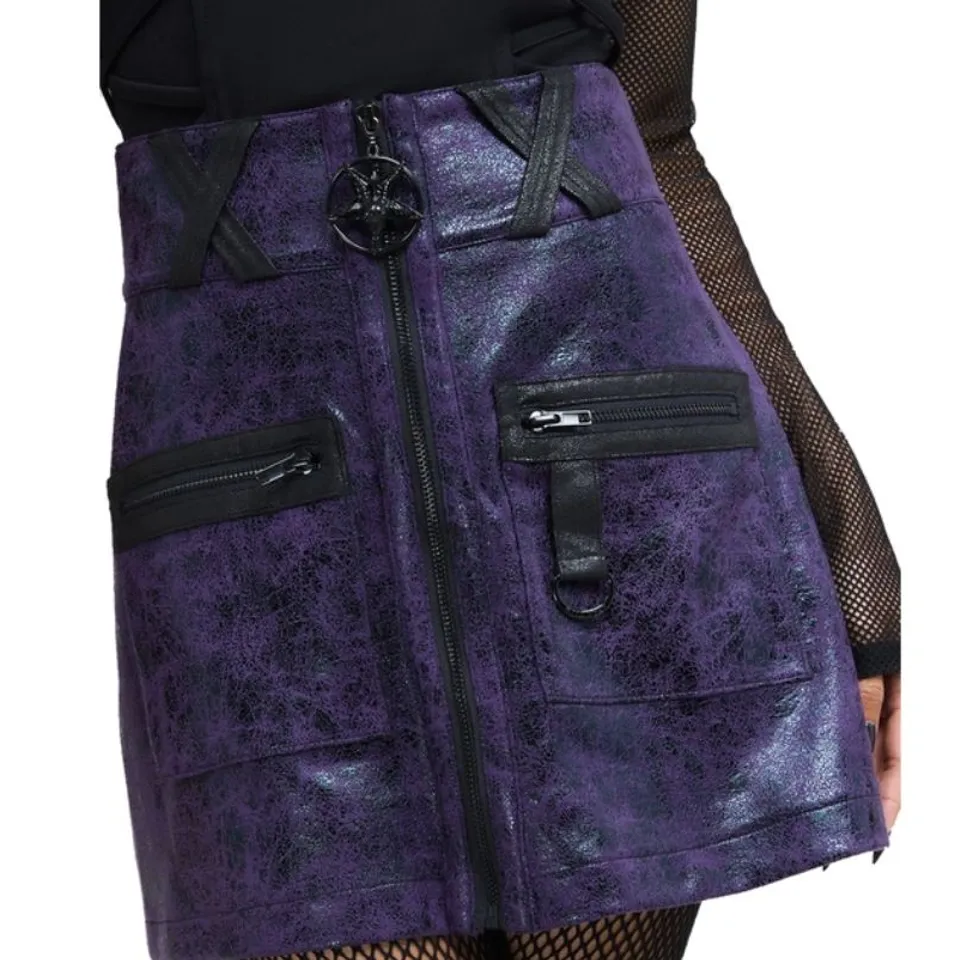 BRAND NEW KILLSTAR - NEPHRALIA - BLACK/PURPLE WOMEN'S SKIRT SIZE XS