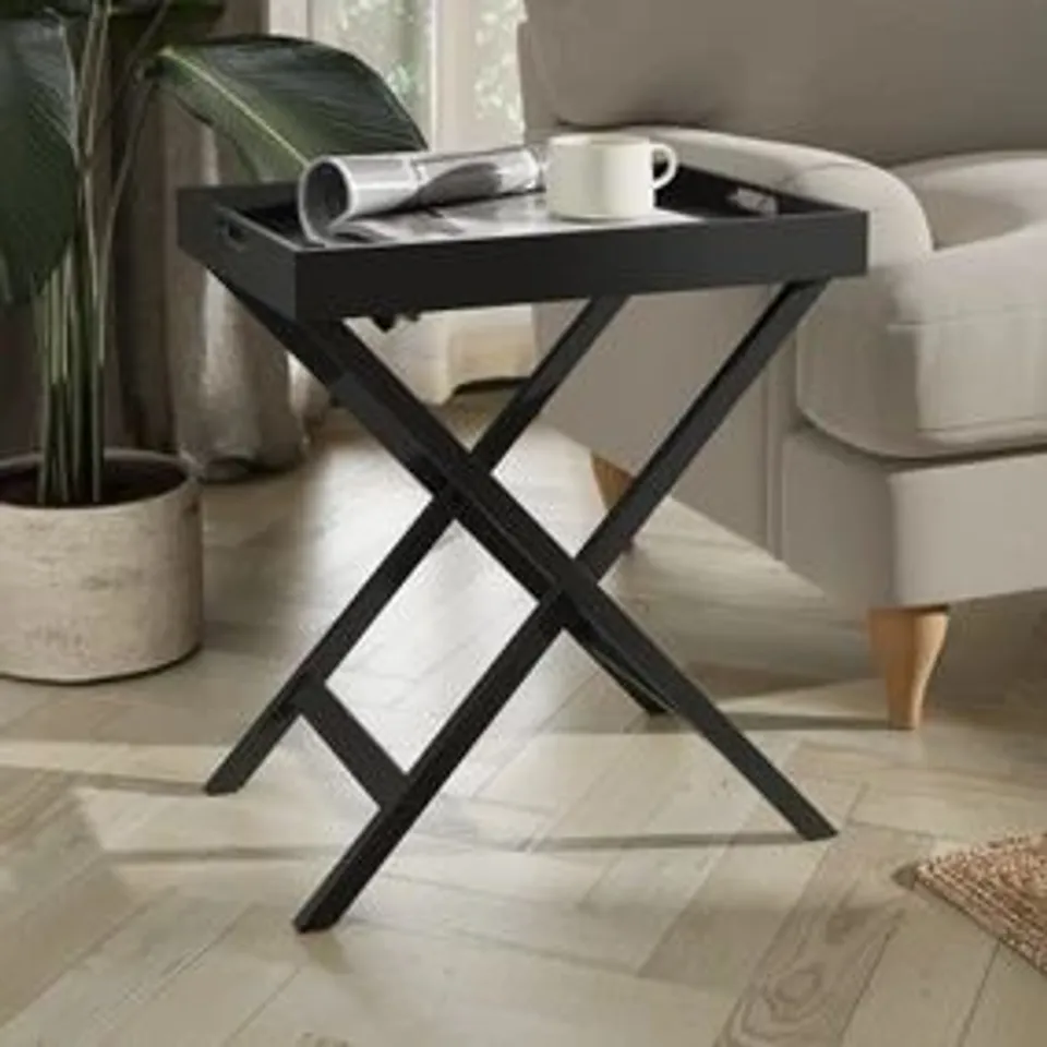 BOXED DUNELM FLOSSIE FULLY ASSEMBLED TRAY TABLE- BLACK (1 BOX)