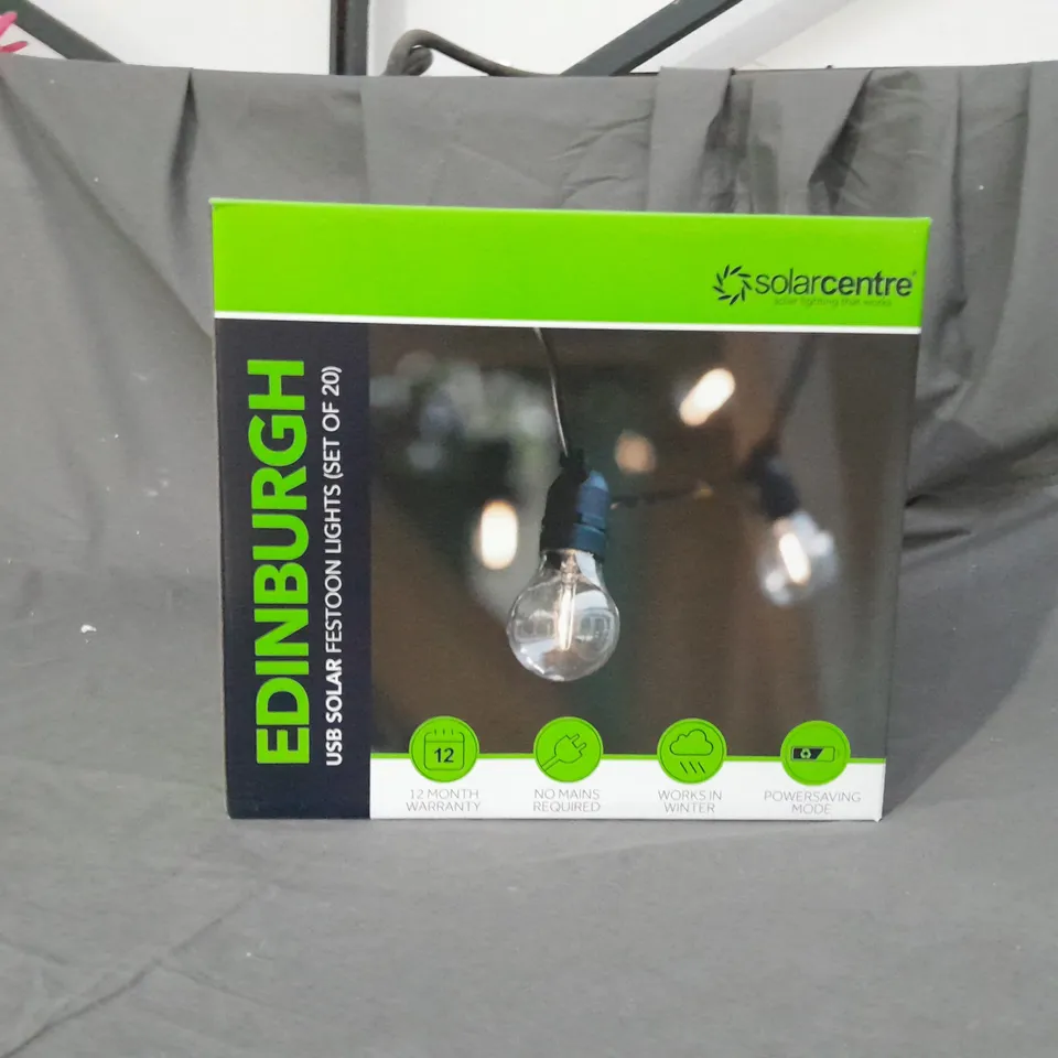 BOXED EDINBURGH USB SOLAR FESTOON LIGHTS 