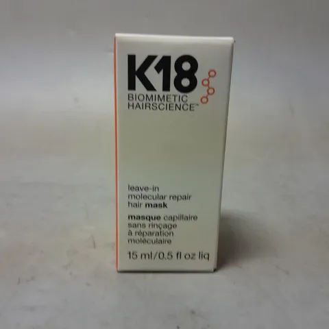 BOXED AND SEALED K18 LEAVE-IN MOLECULAR REPAIR HAIR MASK (15ml)