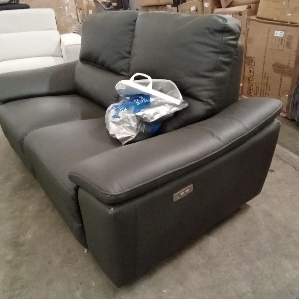 PAVILION 2 SEATER LEATHER/FAUX LEATHER POWER RECLINER SOFA - CHARCOAL RRP £949