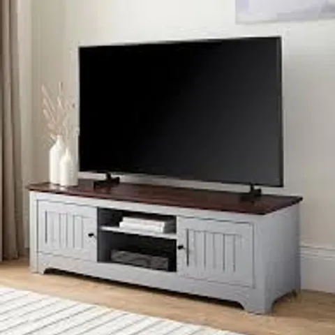 BOXED DEVON TV UNIT - GREY/WALNUT - FITS UP TO 55 INCH TV (1 BOX)