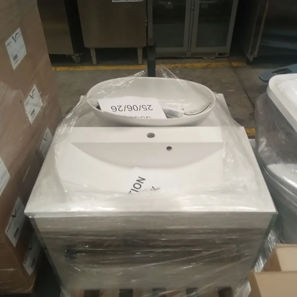 PALLET OF ASSORTED DESIGNER VANITY UNITS WITH BASINS AND MIXER