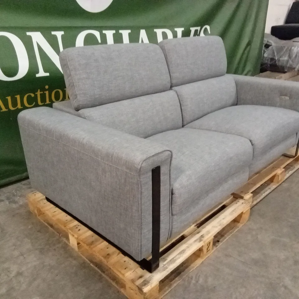 QUALITY DESIGNER ITALIAN MADE ASHLEY 3 SEATER ELECTRIC RECLINER FABRIC SOFA - GREY