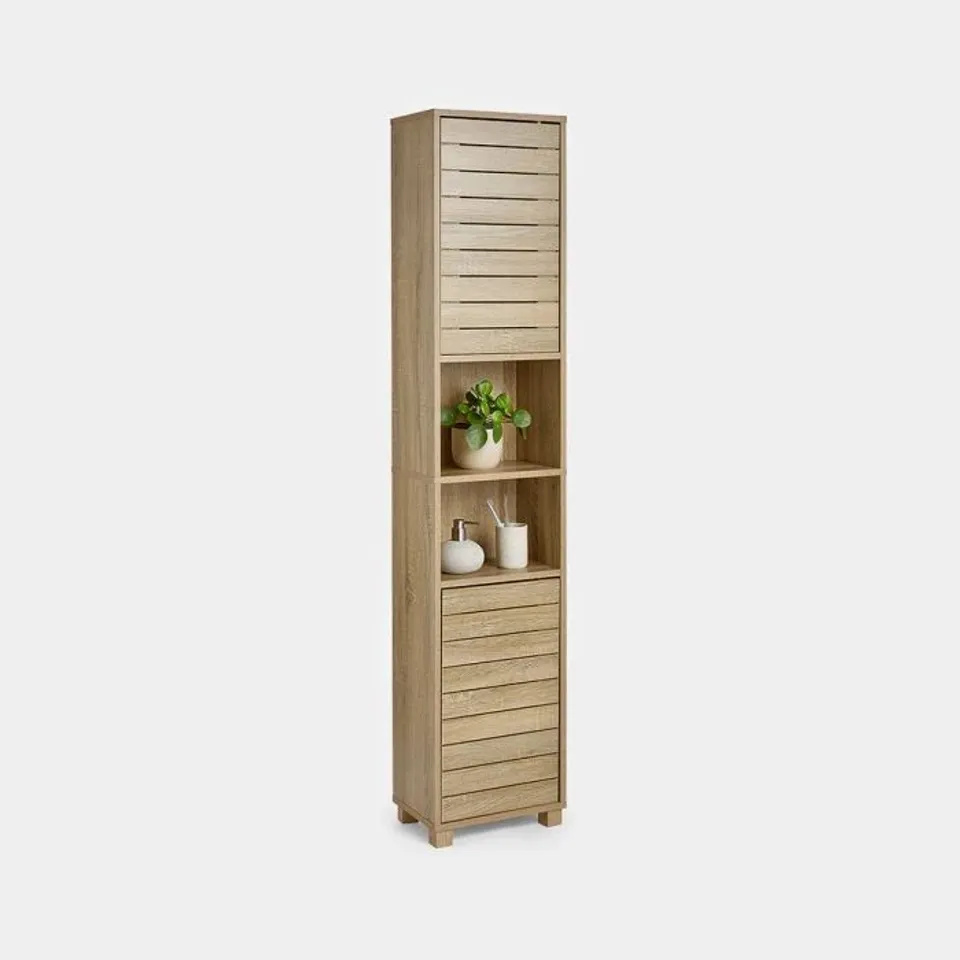 BOXED VONHAUS CHESTER OAK EFFECT TALL STORAGE CABIN