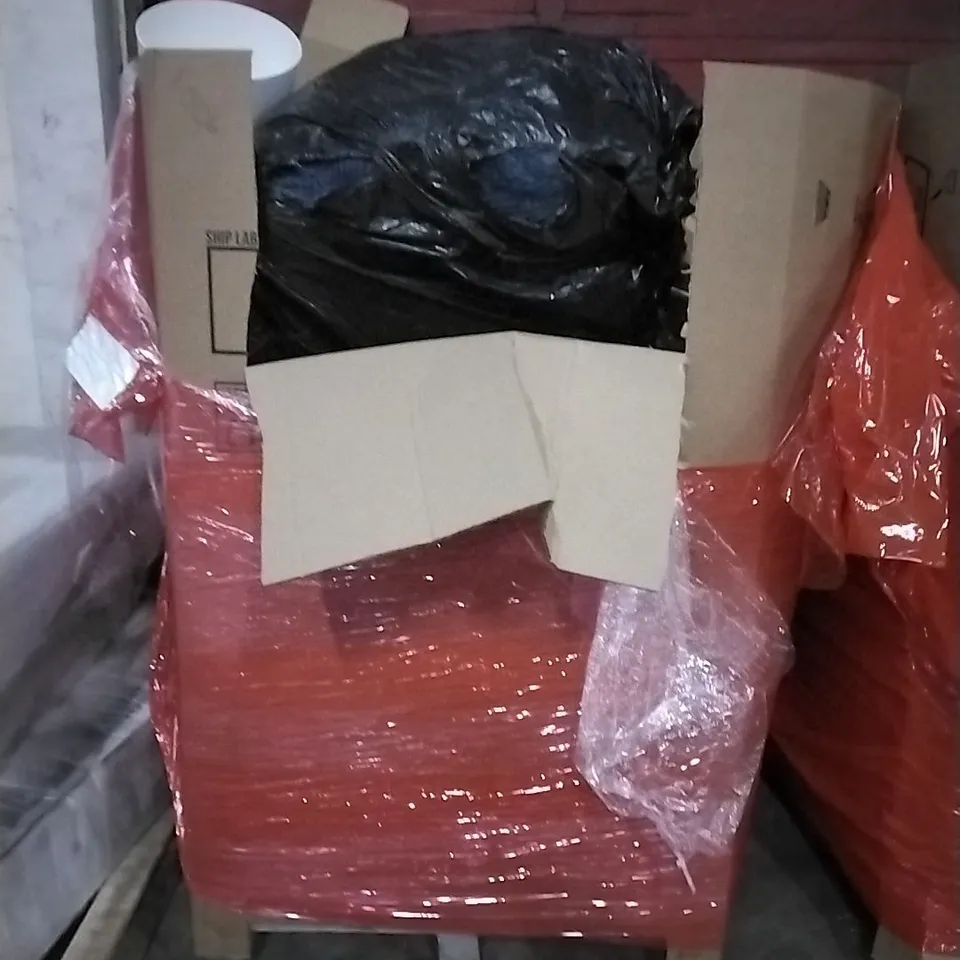 PALLET OF HOUSEHOLD ITEMS TO INCLUDE AIR FRYER, RETRACTABLE SAFETY GATE, YOGA ,TURNTABLE SYSTEM AND OTHER ASSORTED ITEMS...