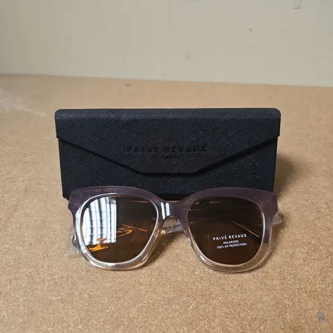 PRIVÉ REVAUX SUNGLASSES – BROWN TORTOISESHELL FRAME, POLARISED LENSES, WITH BLACK CASE