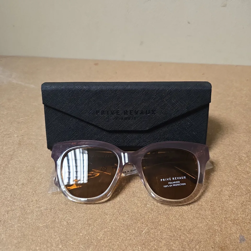 PRIVÉ REVAUX SUNGLASSES – BROWN TORTOISESHELL FRAME, POLARISED LENSES, WITH BLACK CASE