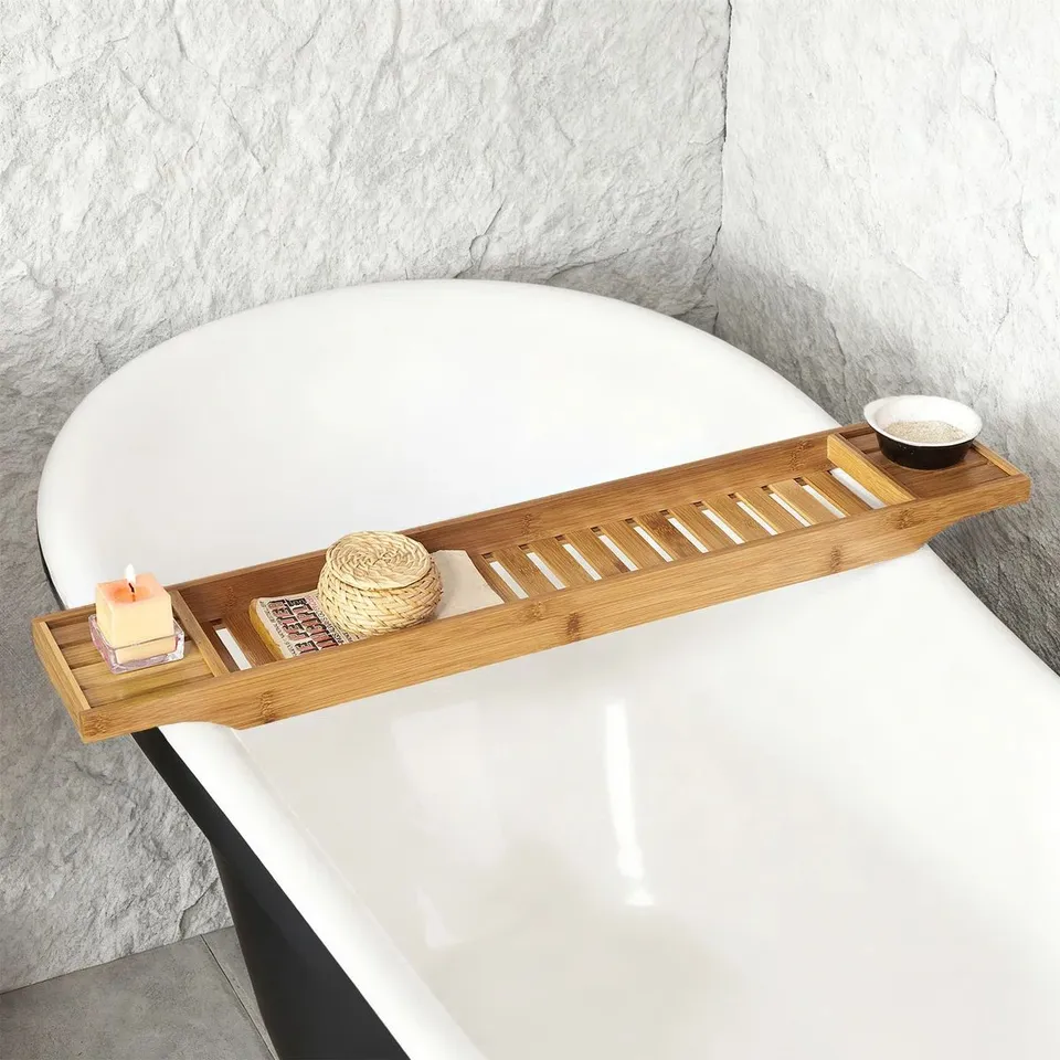 BOXDD EZAKIEL FREESTANDING BAMBOO BATH CADDY (1 BOX)