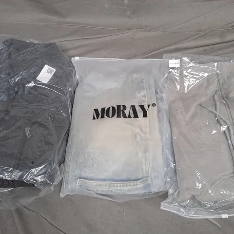 BOX OF APROX 20 ASSORTED  CLOTHING AND ACCESSORIES IN MULTIPLE COLOURS AND SIZES - COLLECTION ONLY 