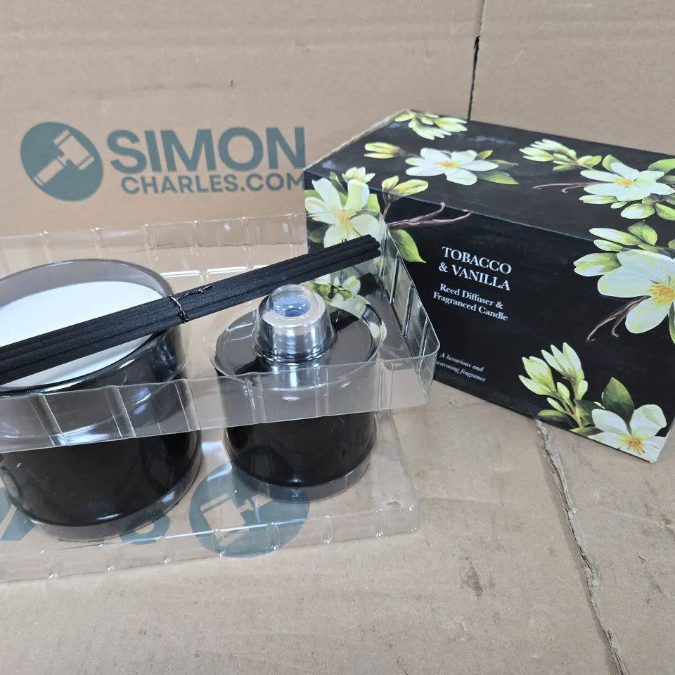TOBACCO & VANILLA REED DIFFUSER & FRAGRANCED CANDLE SET 