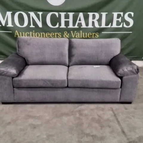 QUALITY DESIGNER 3 SEATER LIGHT GREY FABRIC UPHOLSTERED SOFA