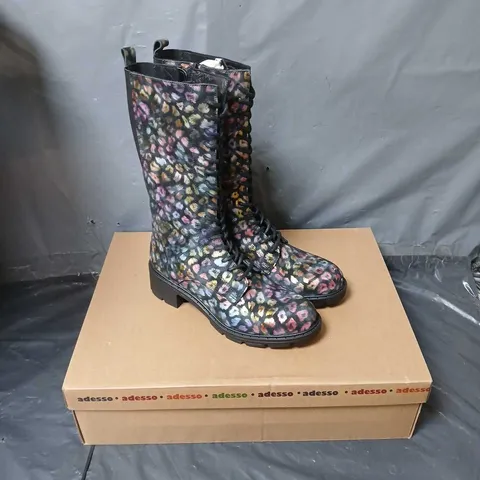 ADESSO ANIMAL PRINT BOOTS IN BLACK MULTI - SIZE 38