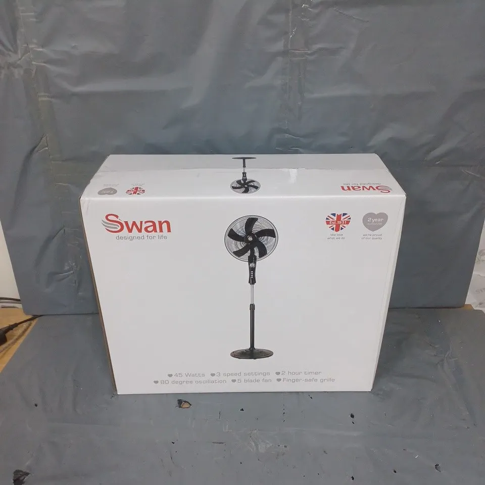 BOXED SWAN FREESTANDING STAND FAN