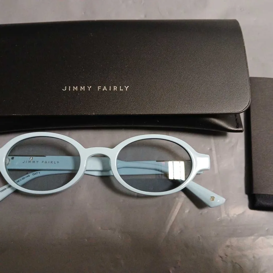 JIMMY FAIRLY BLUE FRAMED GLASSES IN CARRY CASE