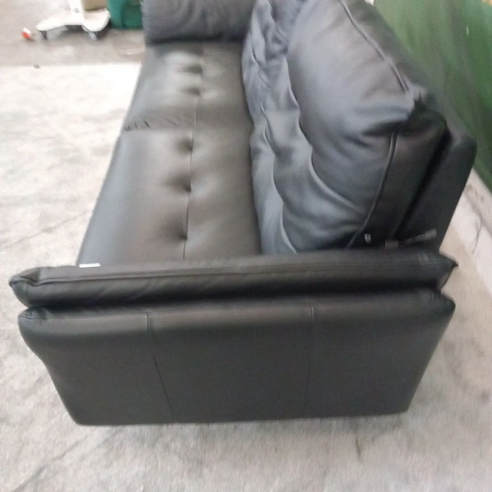 DESIGNER ITALIAN MADE BOLZANO BLACK LEATHER ELECTRIC RECLINING THREE SEATER SOFA