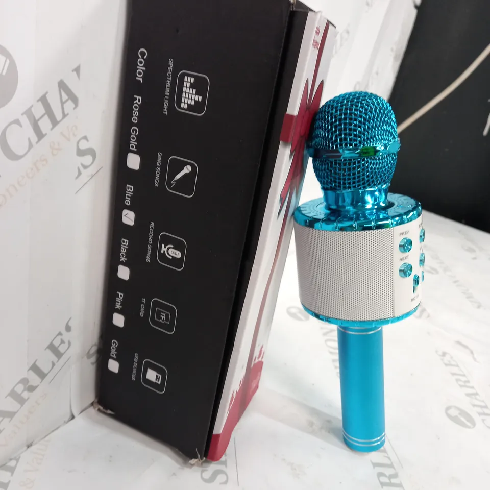 BOXED METALIC BLUE WS-858L KARAOKE MICROPHONE 