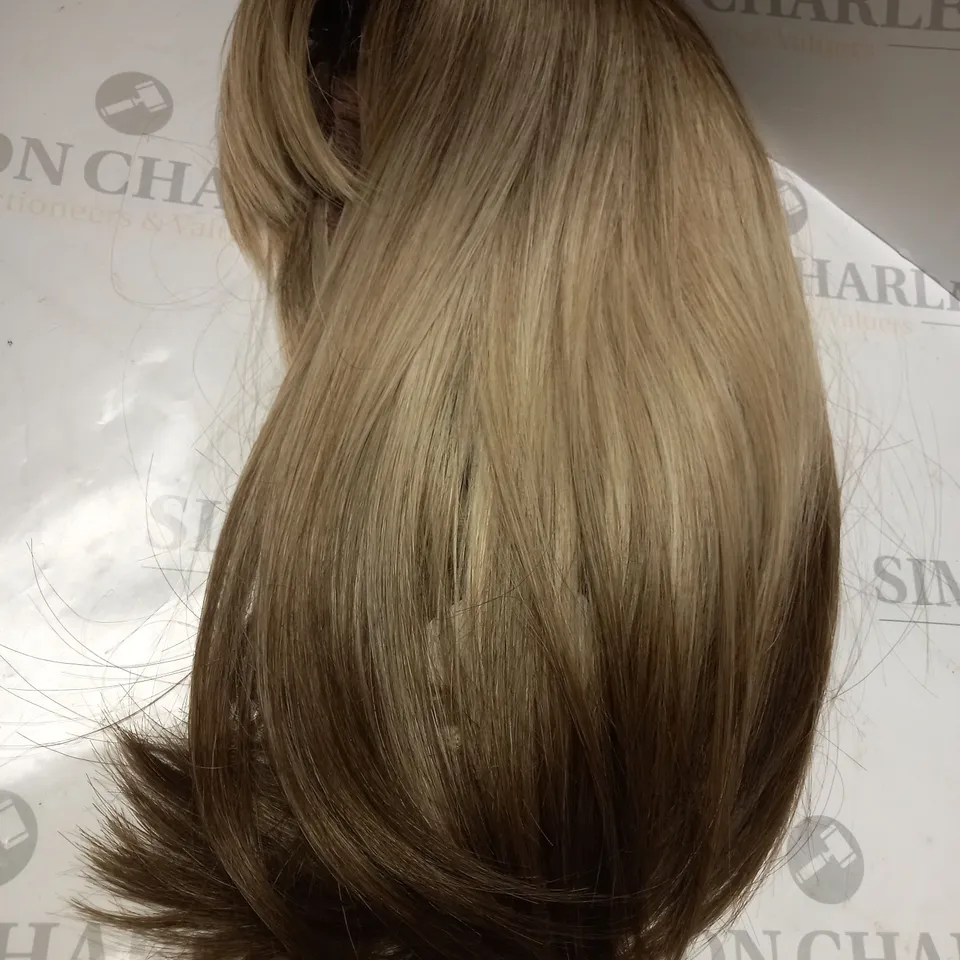 DOUBLE OMBRE ASH BLONDE/MEDIUM BROWN FRINGE STRAIGHT 14" WIG