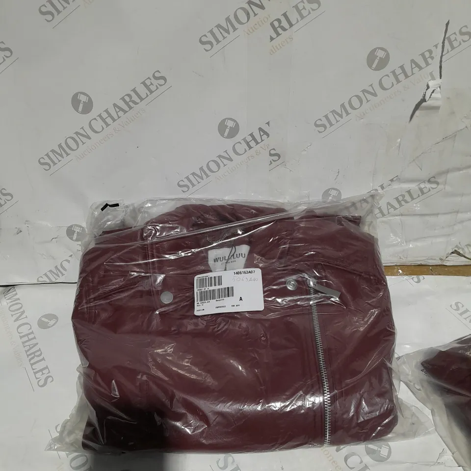 WULI;LUU BY GOK WAN BURGUNDY LEATHER BIKER JACKET 