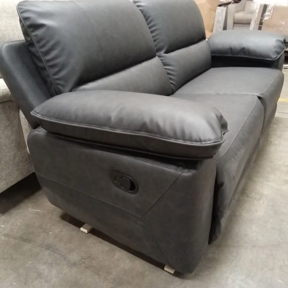 SEVILLE 3 SEATER MANUAL RECLINER SOFA, VINTAGE GREY PREMIUM FAUX LEATHER