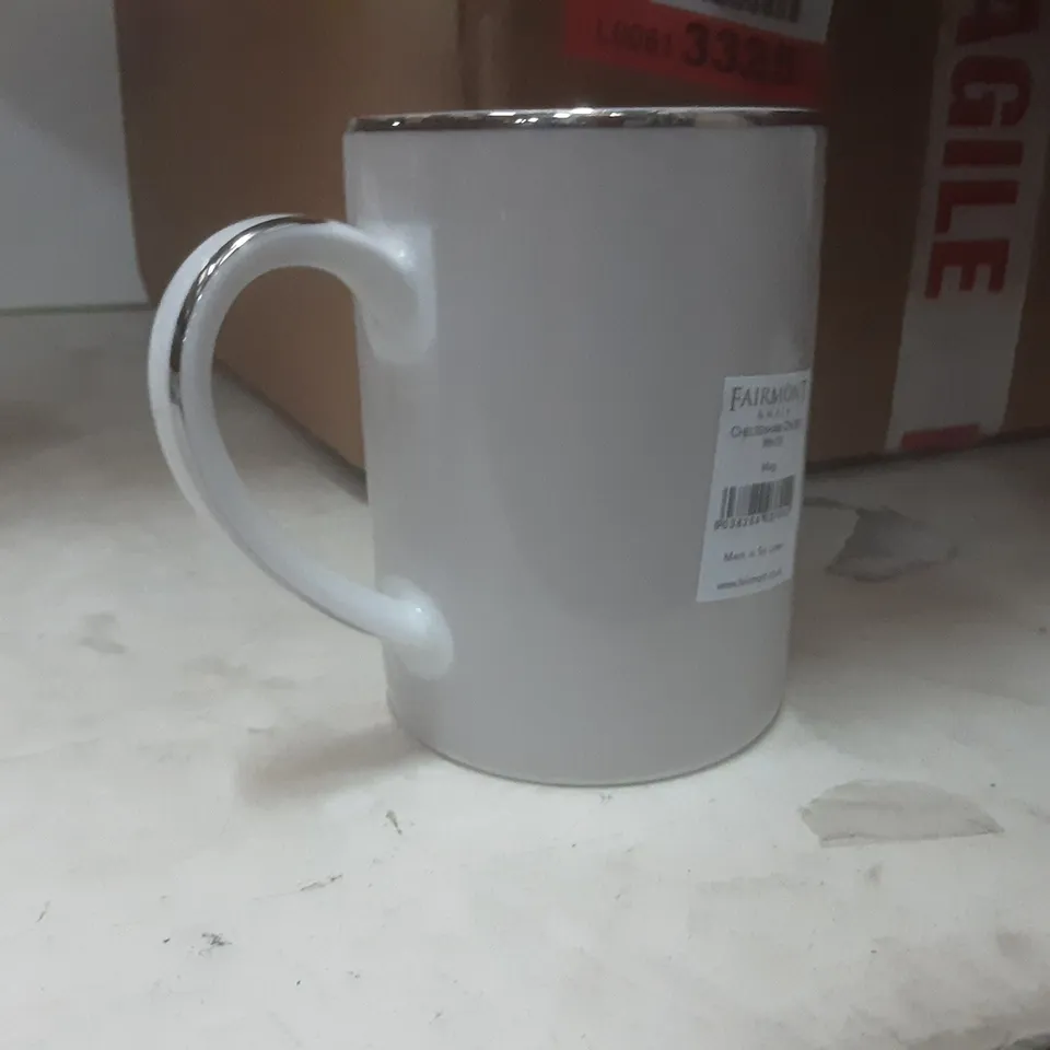 BOX OF 4 FAIRMONT & MAIN CHELTENHAM OYSTER WHITE MUGS 